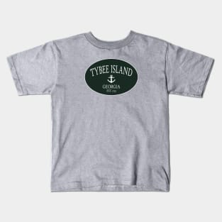 Tybee Island Georgia Sea Islands Anchor Dark Green Kids T-Shirt